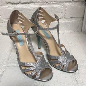 Betsey Johnson Silver Glitter Heels